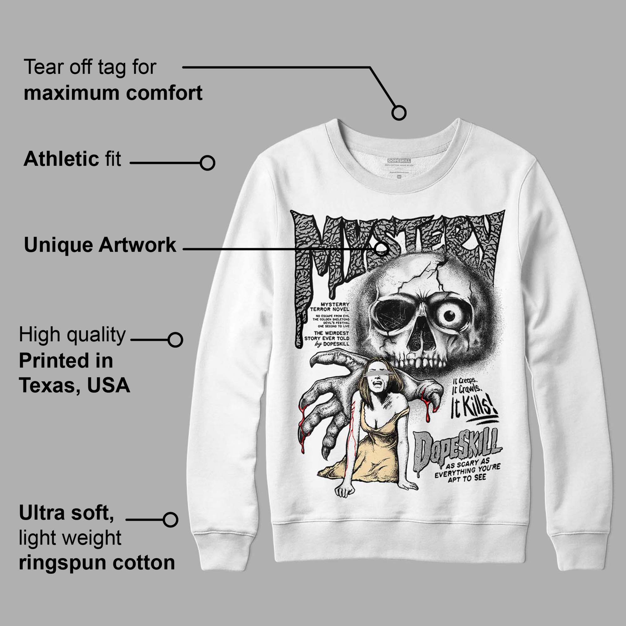 Off Noir 3s superstreetwear Sweatshirt Mystery Ghostly Grasp Graphic