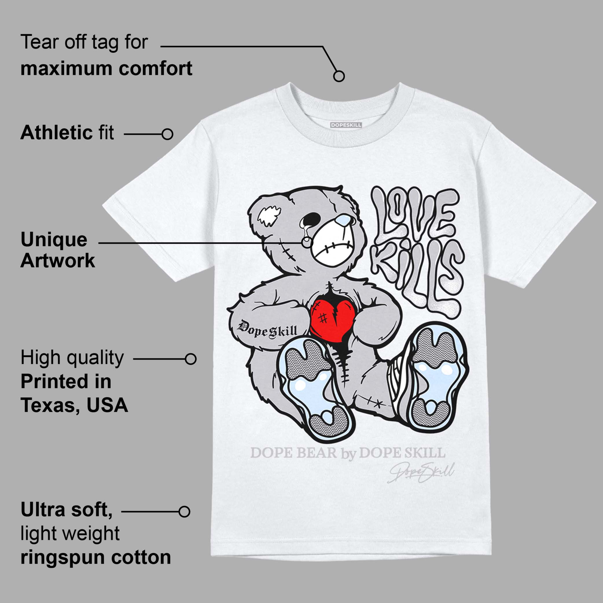 Cement Grey 11s superstreetwear T-Shirt Love Kills Graphic