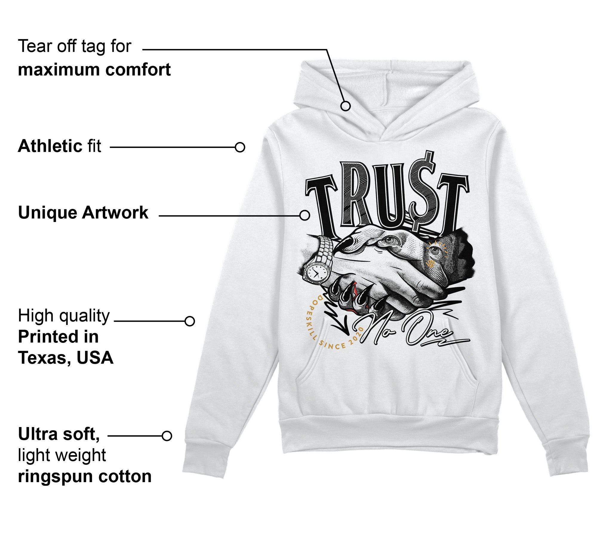 Gratitude 11s superstreetwear Hoodie Sweatshirt Trust No One Graphic