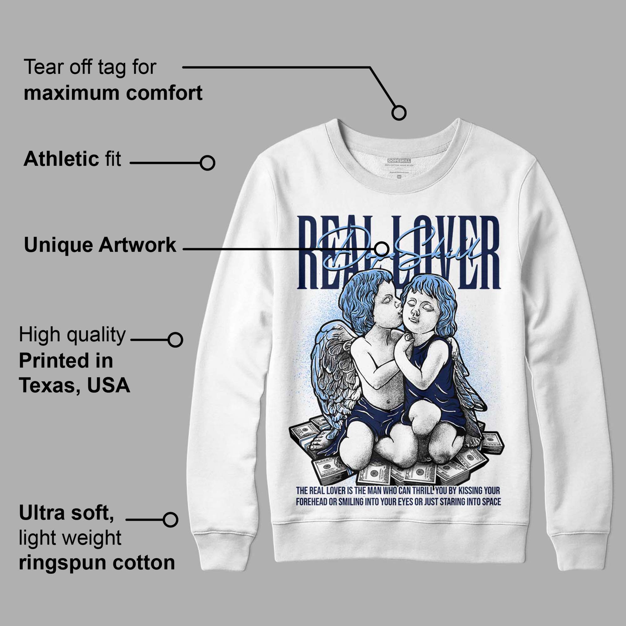 Midnight Navy 5s superstreetwear Sweatshirt Real Lover Graphic