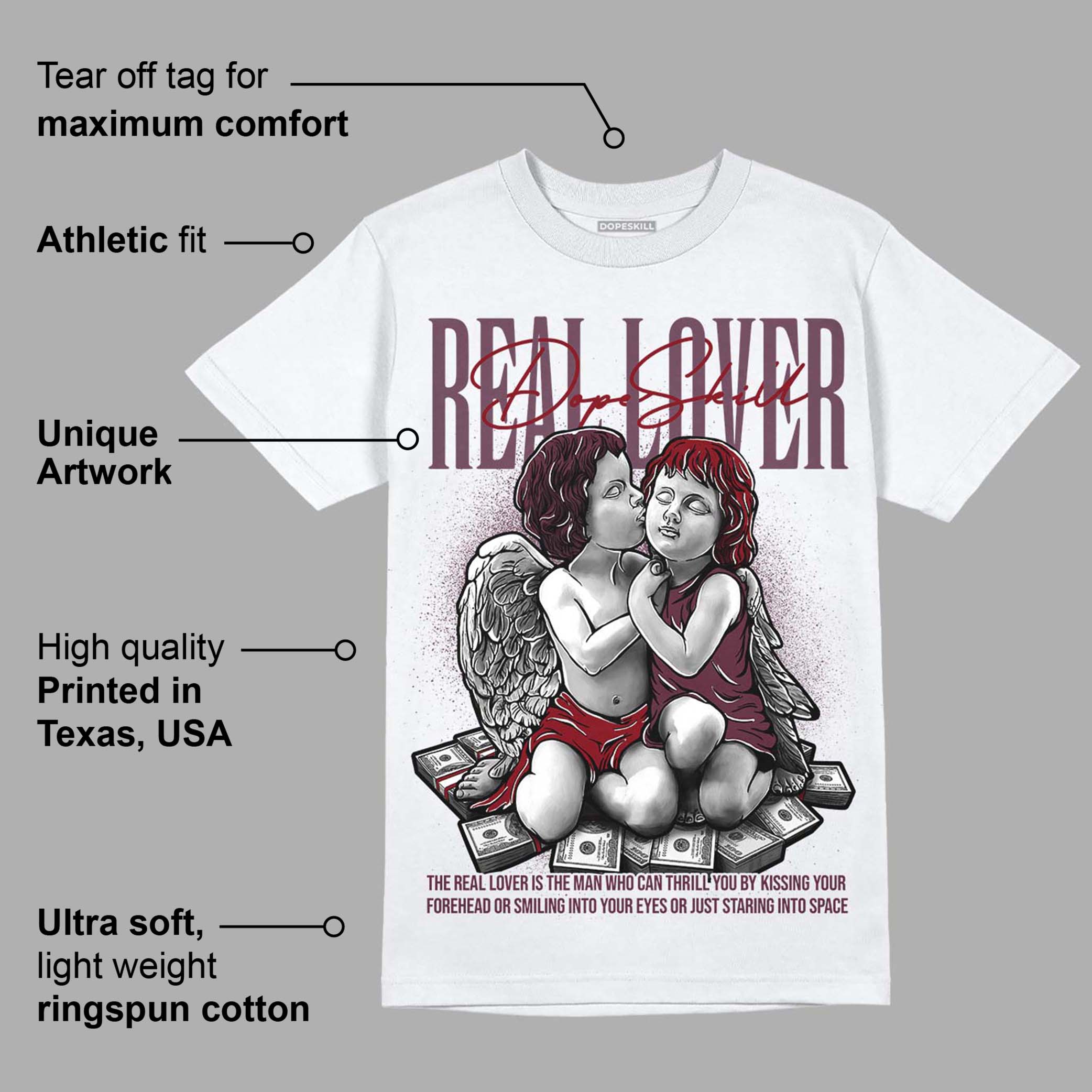 Burgundy 5s superstreetwear T-Shirt Real Lover Graphic