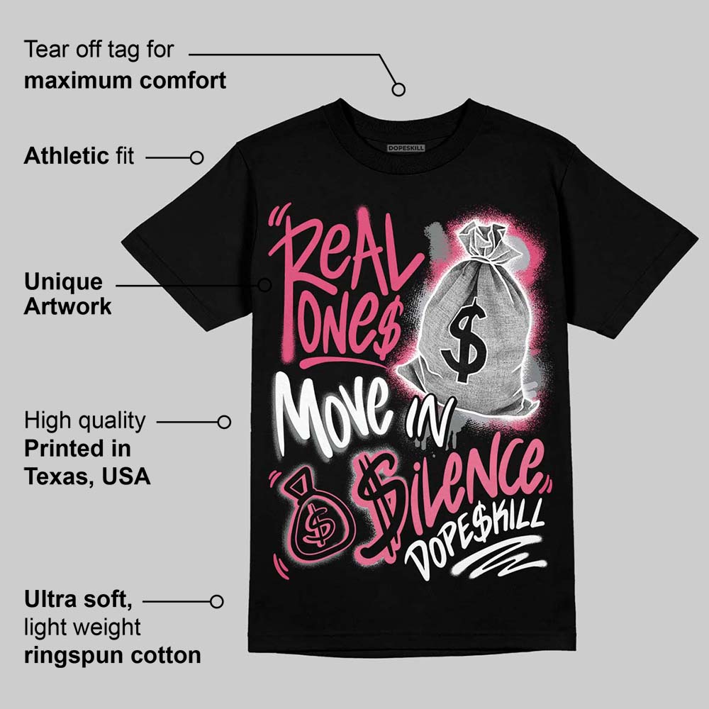 White Fluo Pink superstreetwear T-Shirt Real Ones Move In Silence Graphic