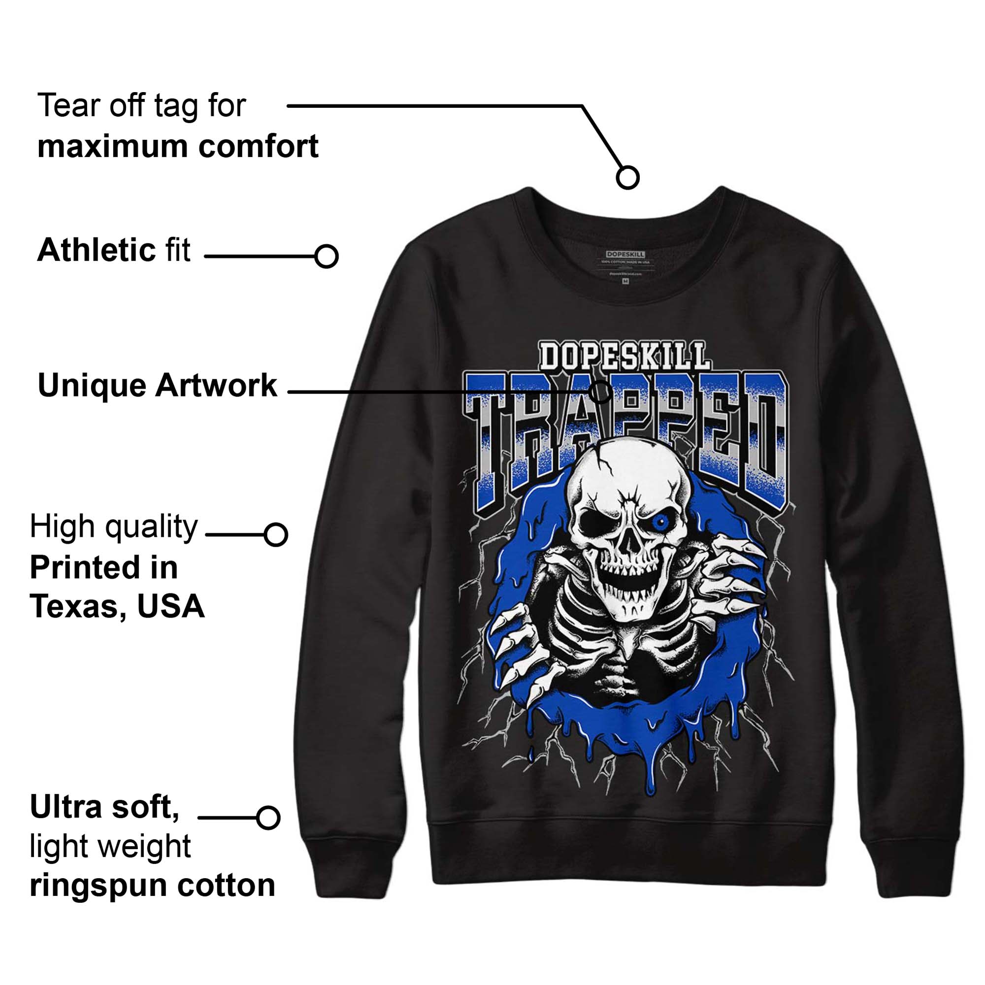 AJ 5 Racer Blue superstreetwear Sweatshirt Trapped Halloween Graphic
