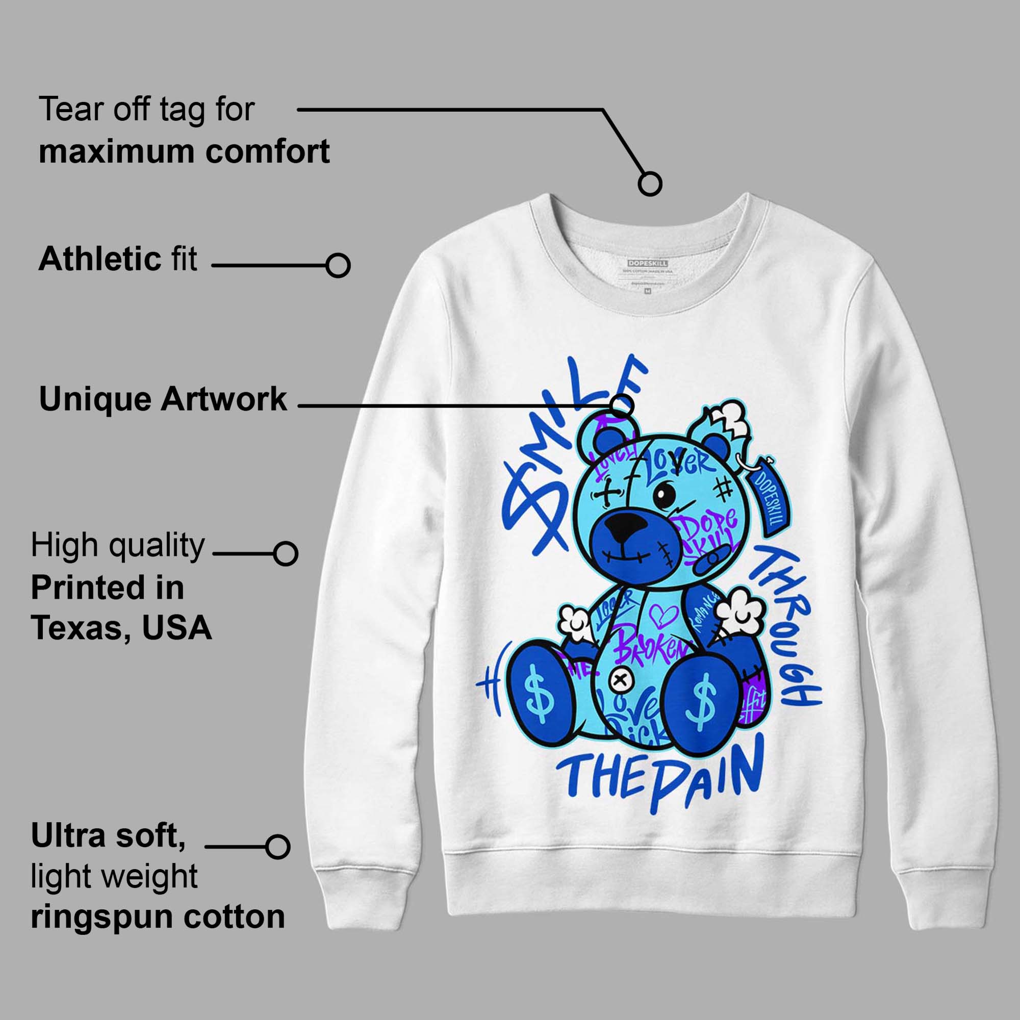 SB Dunk Argon superstreetwear Sweatshirt Smile Through The Pain Graphic