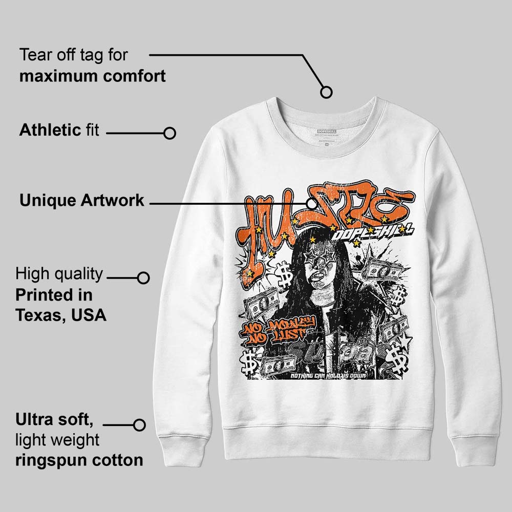 Orange Black White superstreetwear Sweatshirt No Money No Lust Graphic