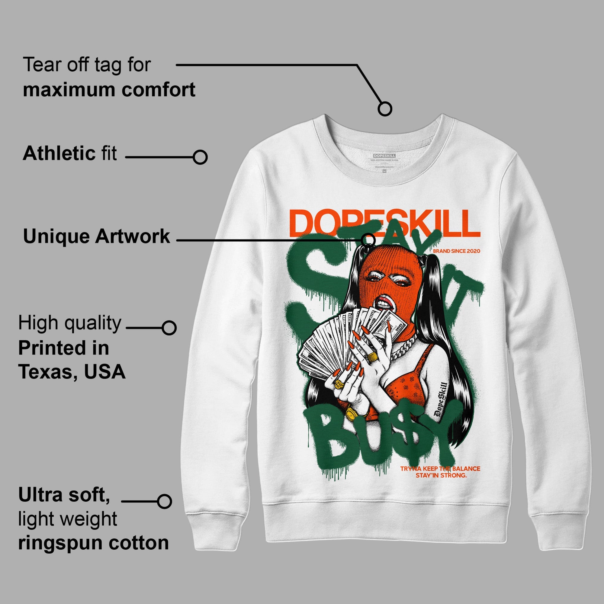 Dunk Low Team Dark Green Orange superstreetwear Sweatshirt Stay It Busy Graphic