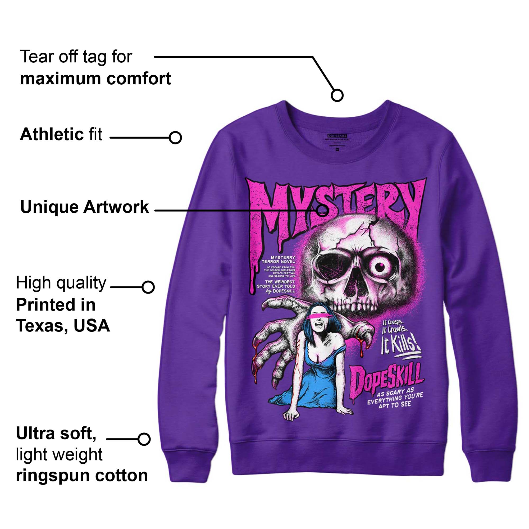 Court Purple 13s superstreetwear Purple Sweatshirt Mystery Ghostly Grasp Graphic
