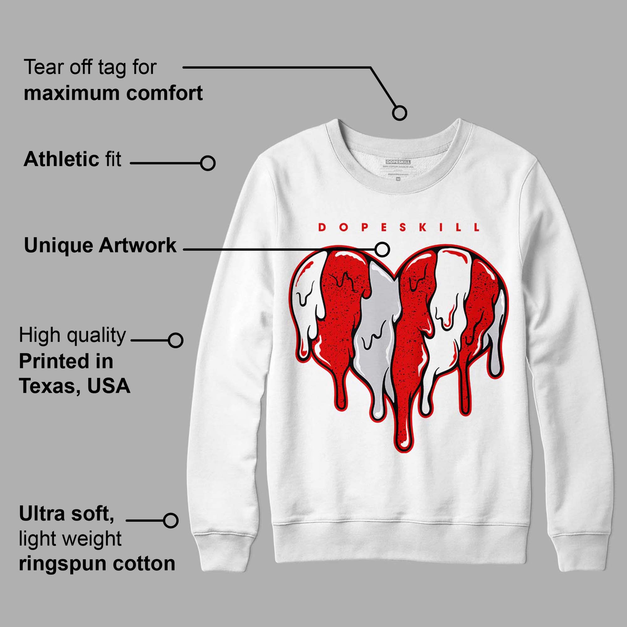 Red Cement 4S superstreetwear Sweatshirt Slime Drip Heart Graphic