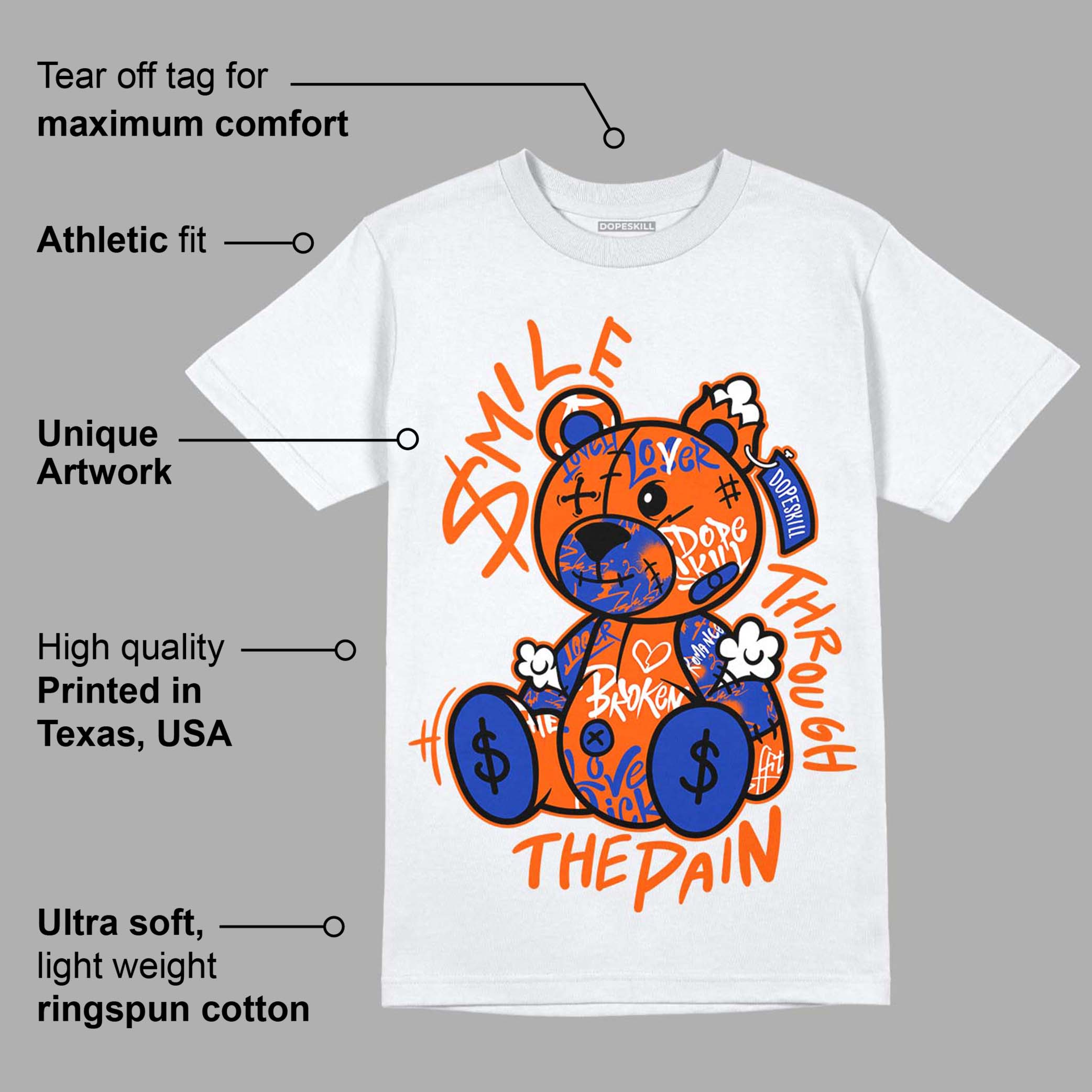 Dunk Low Futura Orange Blaze superstreetwear T-Shirt Smile Through The Pain Graphic