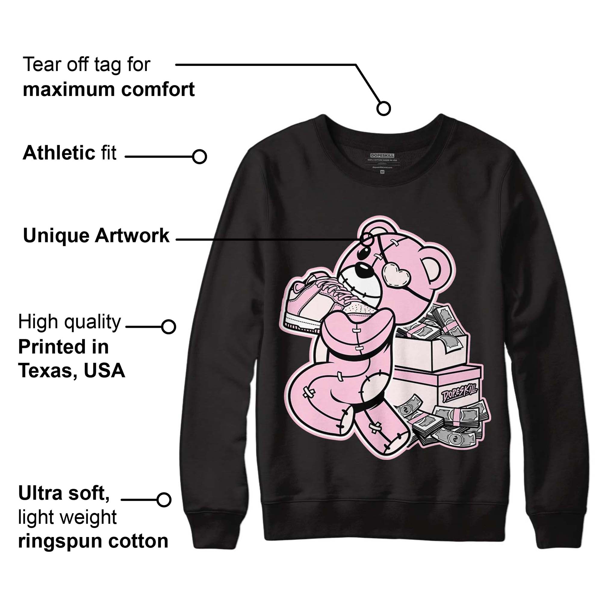 Dunk Low Pink Foam superstreetwear Sweatshirt Bear Steals Sneaker Graphic