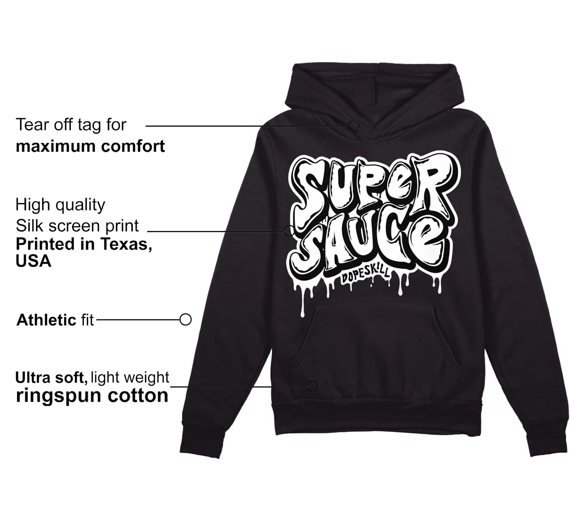 85 Black White 1s superstreetwear Hoodie Sweatshirt Super Sauce Graphic