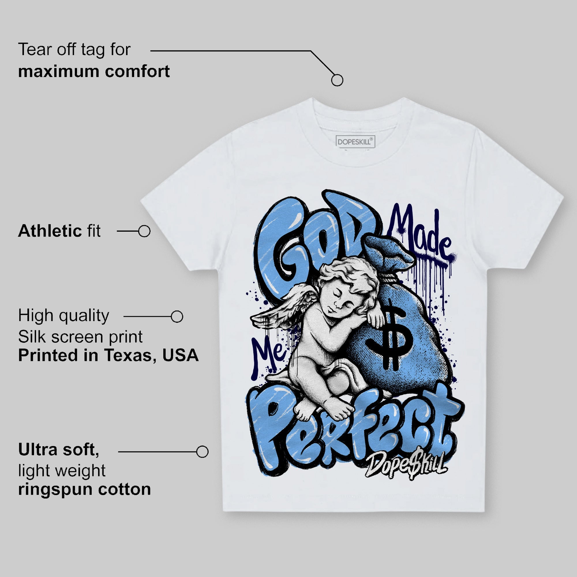 University Blue 6s superstreetwear Toddler Kids T-shirt God Made Me Perfect Graphic