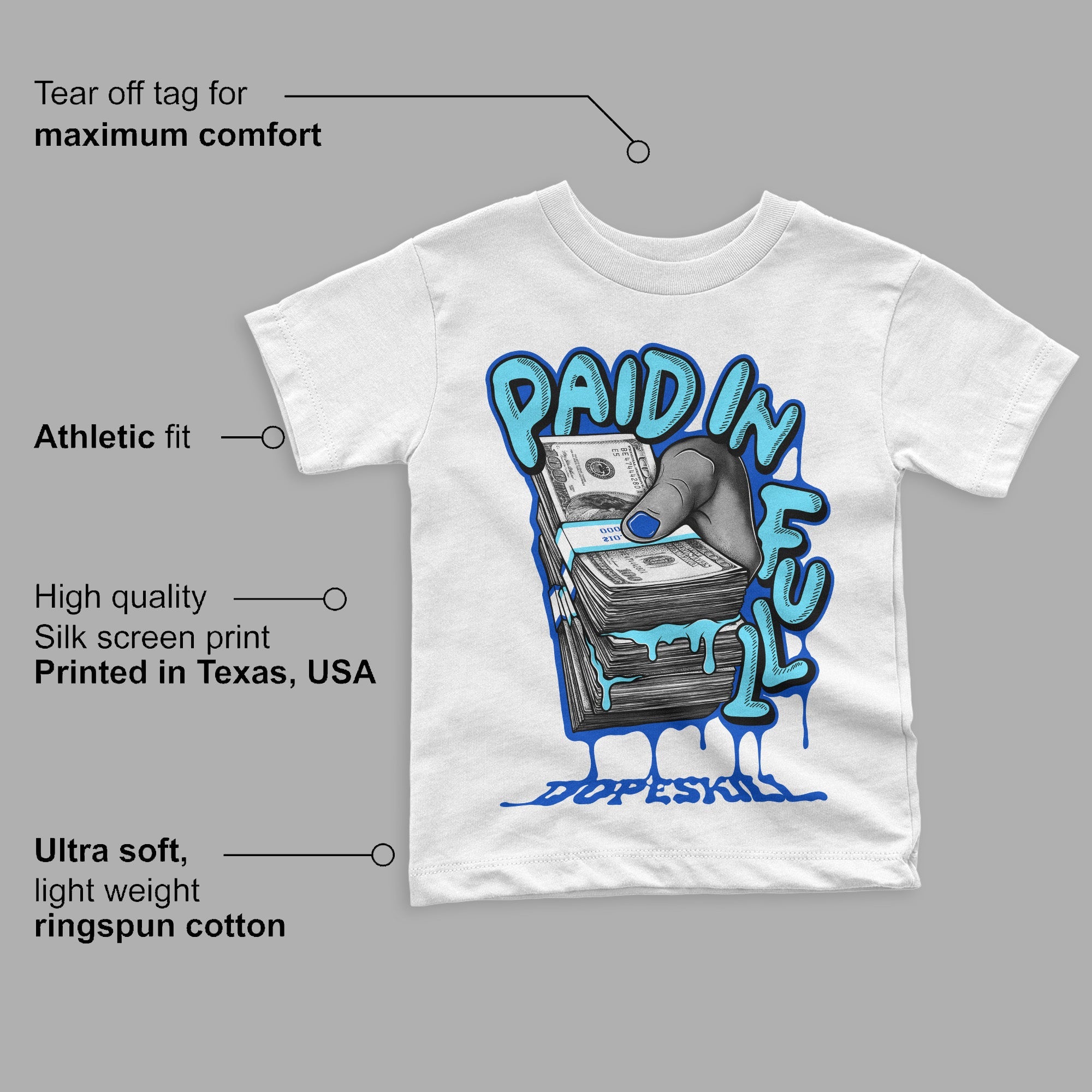 SB Dunk Argon superstreetwear Toddler Kids T-shirt Paid In Full Graphic