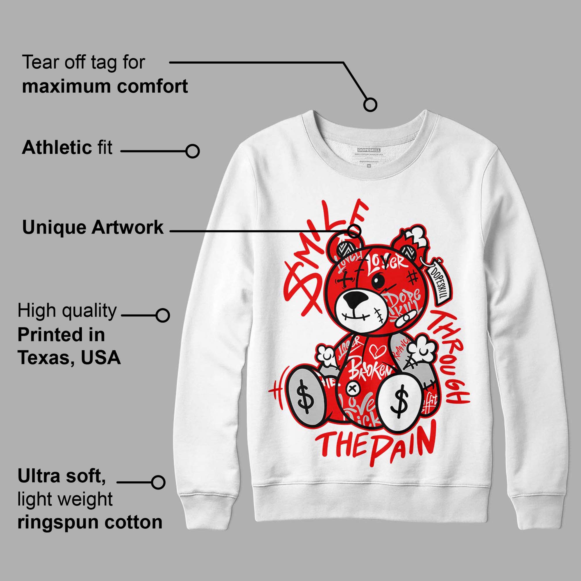 Cherry 12s superstreetwear Sweatshirt Smile Through The Pain Graphic