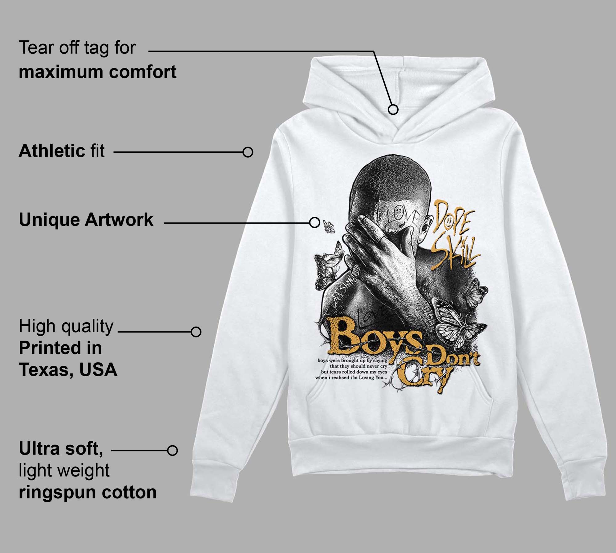 Gratitude 11s superstreetwear Hoodie Sweatshirt Boys Don't Cry Graphic