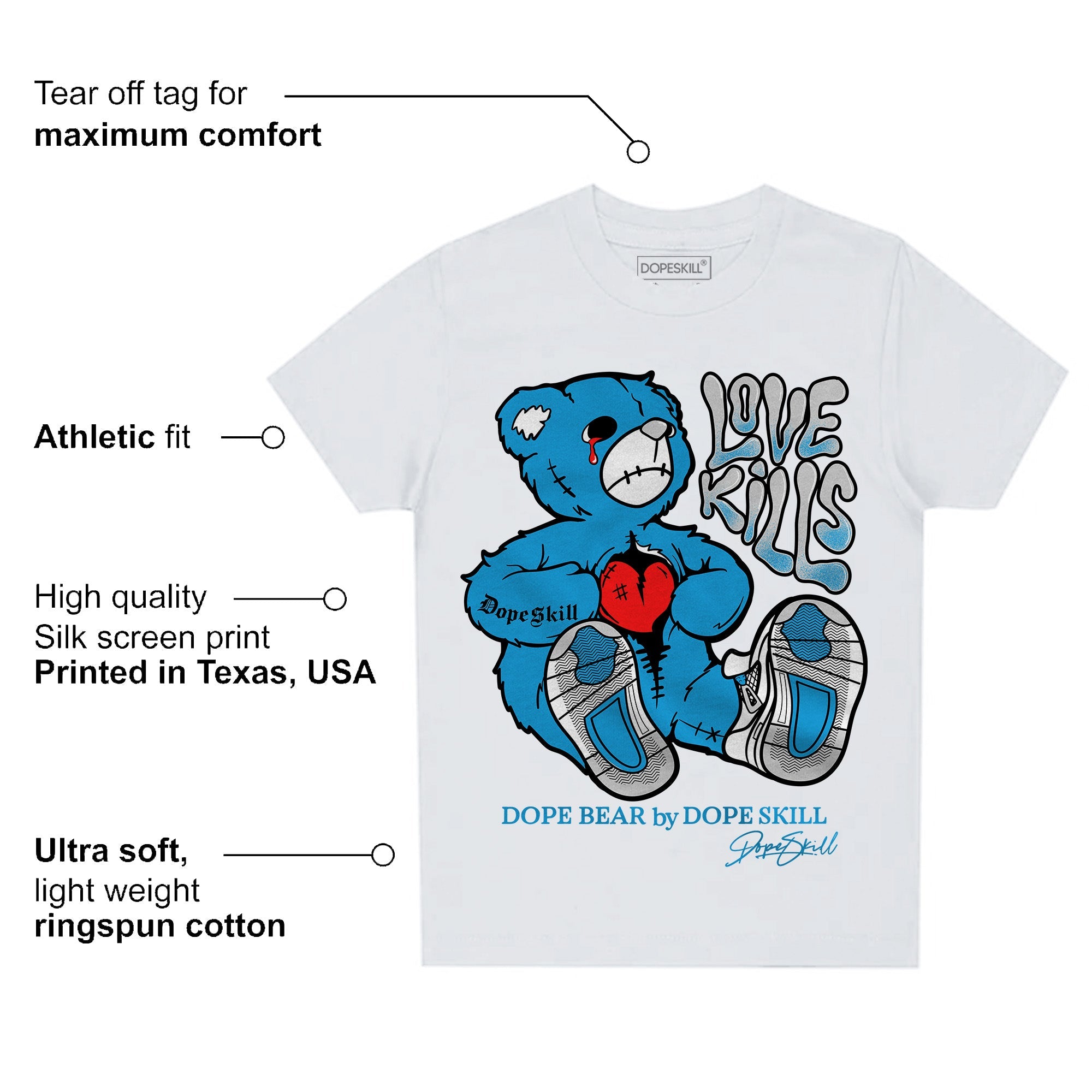 Military Blue 4s superstreetwear Toddler Kids T-shirt Love Kills Graphic