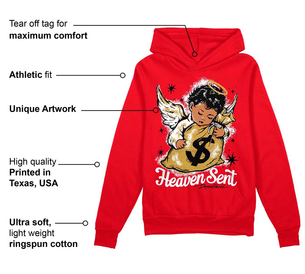 Red Thunder 4s superstreetwear Red Hoodie Sweatshirt Heaven Sent Graphic