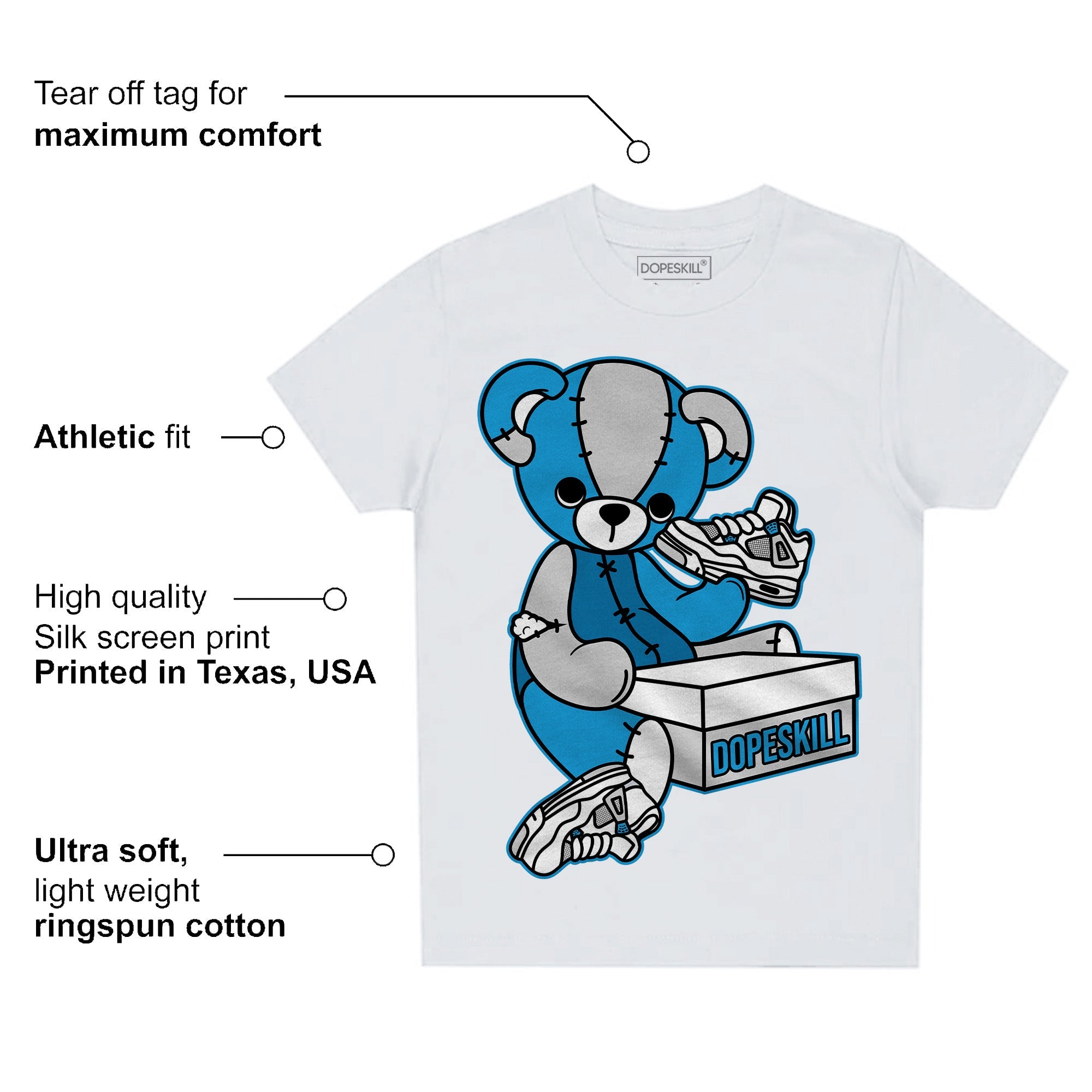 Military Blue 4s superstreetwear Toddler Kids T-shirt Sneakerhead BEAR Graphic