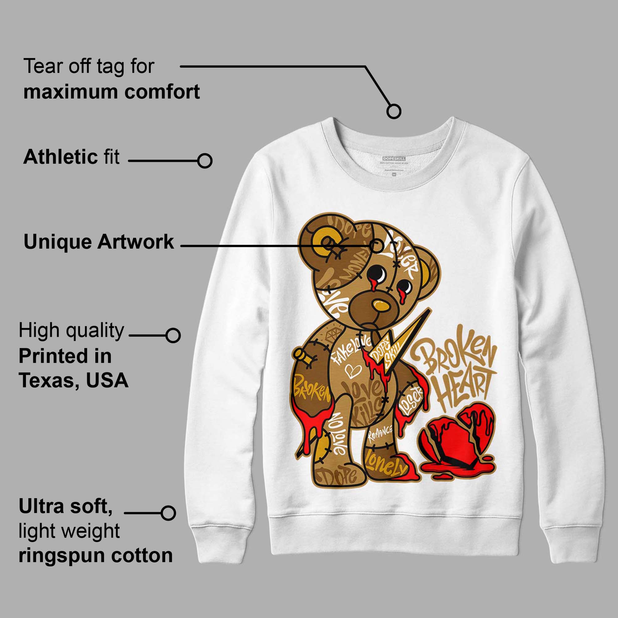 Wheat 13s superstreetwear Sweatshirt Broken Heart Graphic