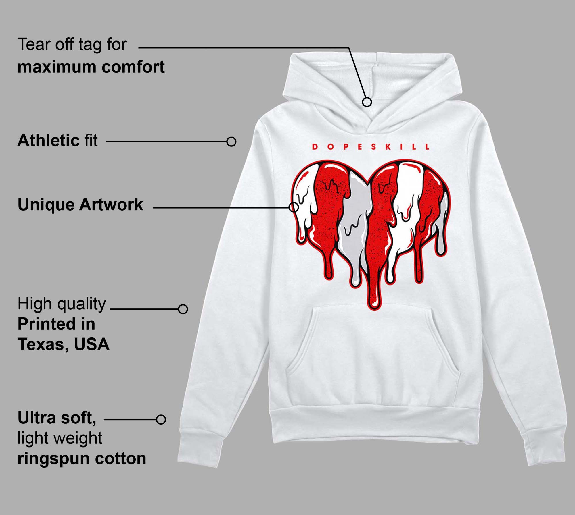 Red Cement 4S superstreetwear Hoodie Sweatshirt Slime Drip Heart Graphic