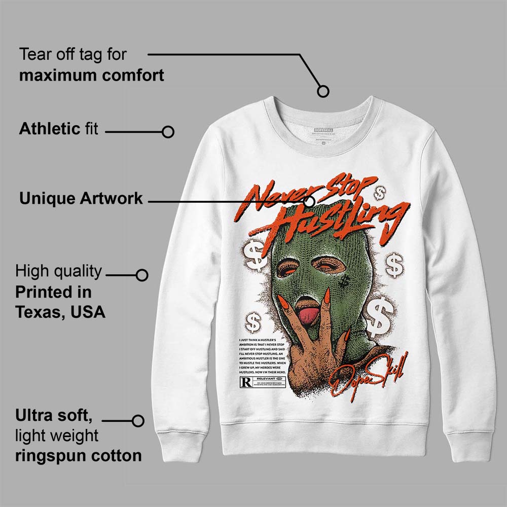 Olive Collection superstreetwear Sweatshirt Never Stop Hustling Graphic