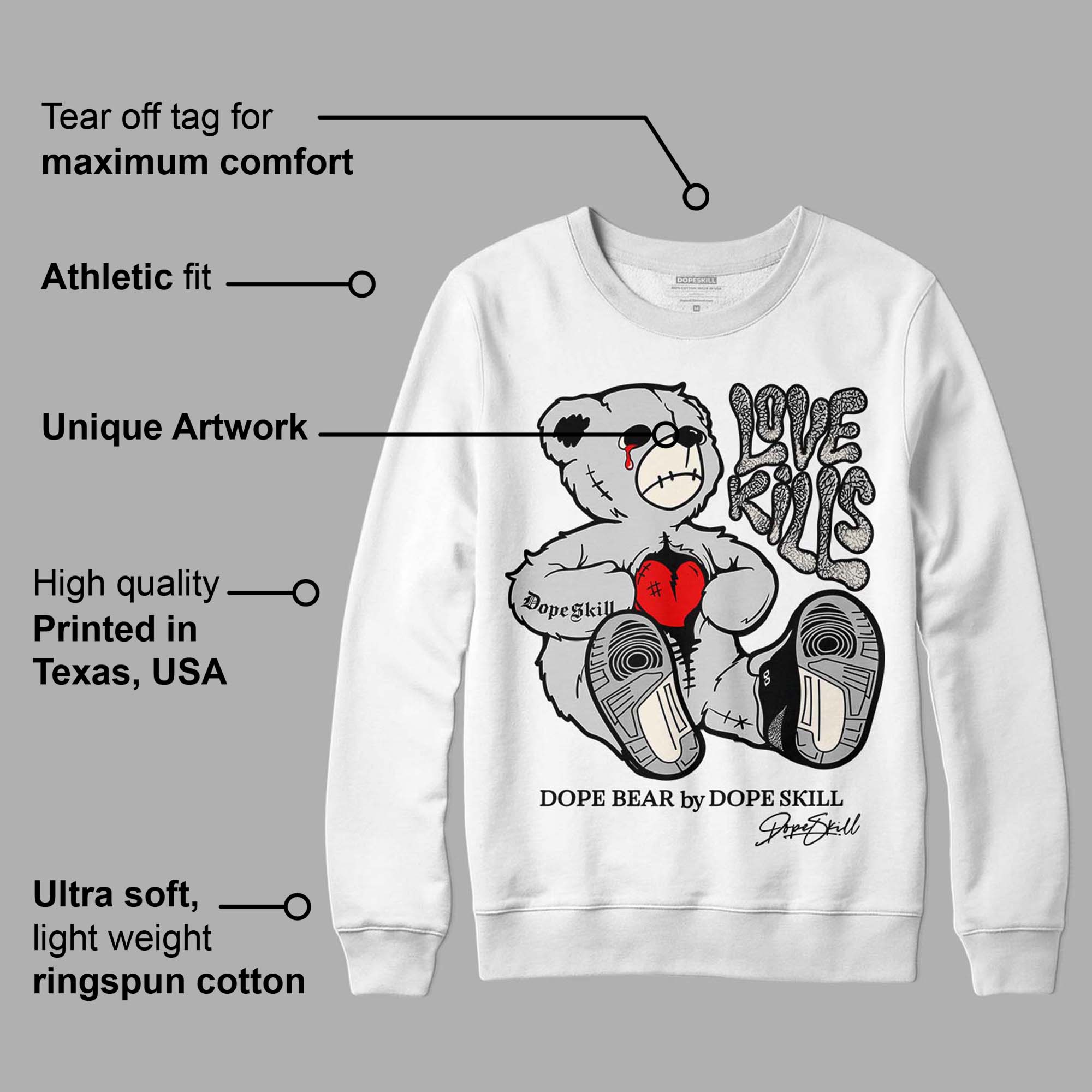 Off Noir 3s superstreetwear Sweatshirt Love Kills Graphic
