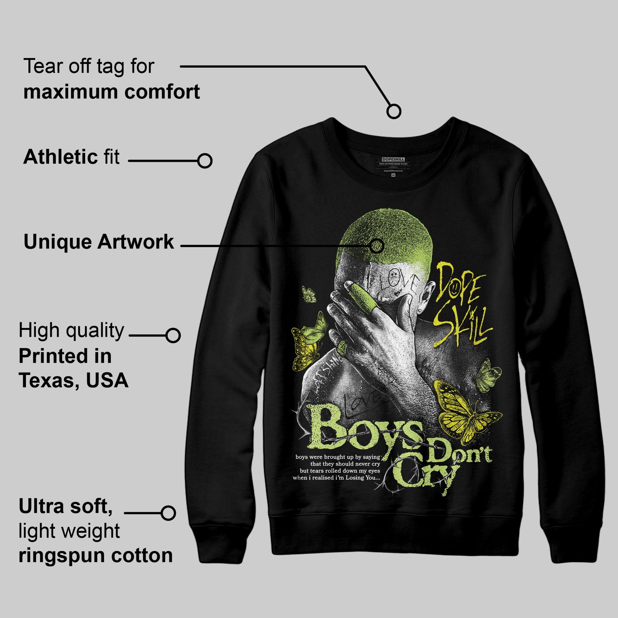 Bright Cactus 13s superstreetwear Sweatshirt Boys Don't Cry Graphic