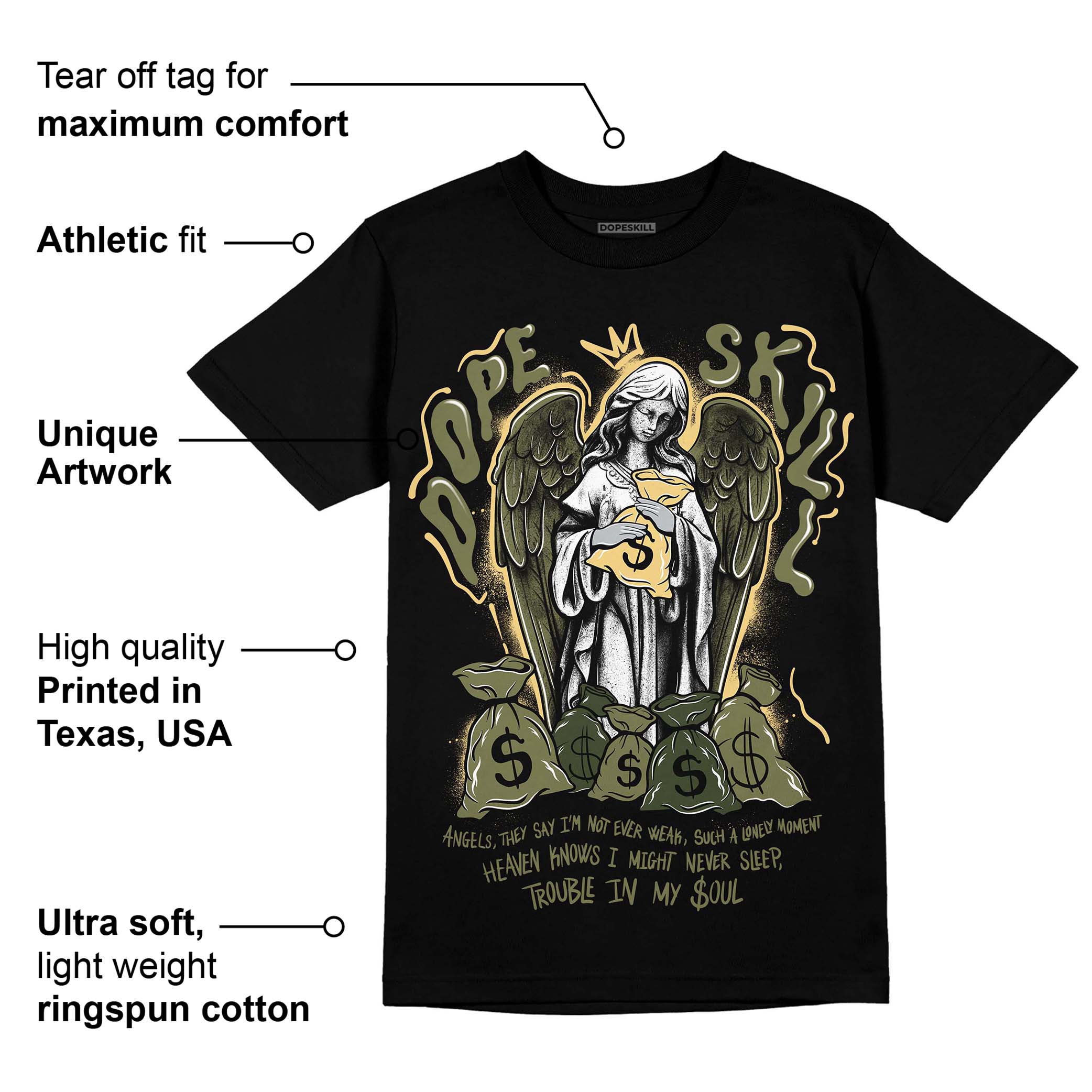 Craft Olive 4s superstreetwear T-Shirt Angels Graphic
