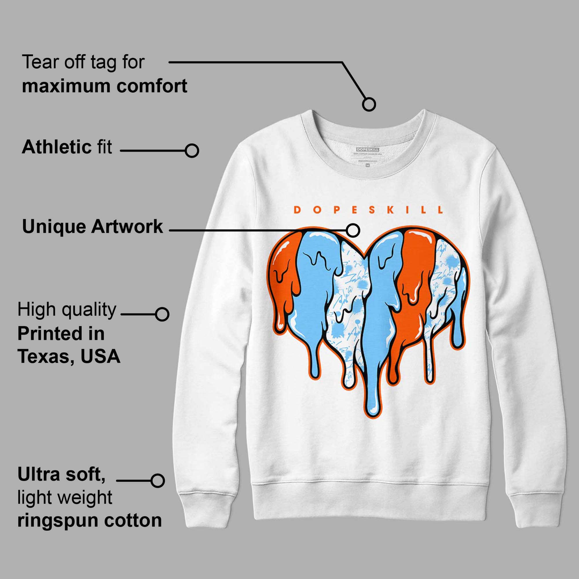 Dunk Low Futura University Blue superstreetwear Sweatshirt Slime Drip Heart Graphic