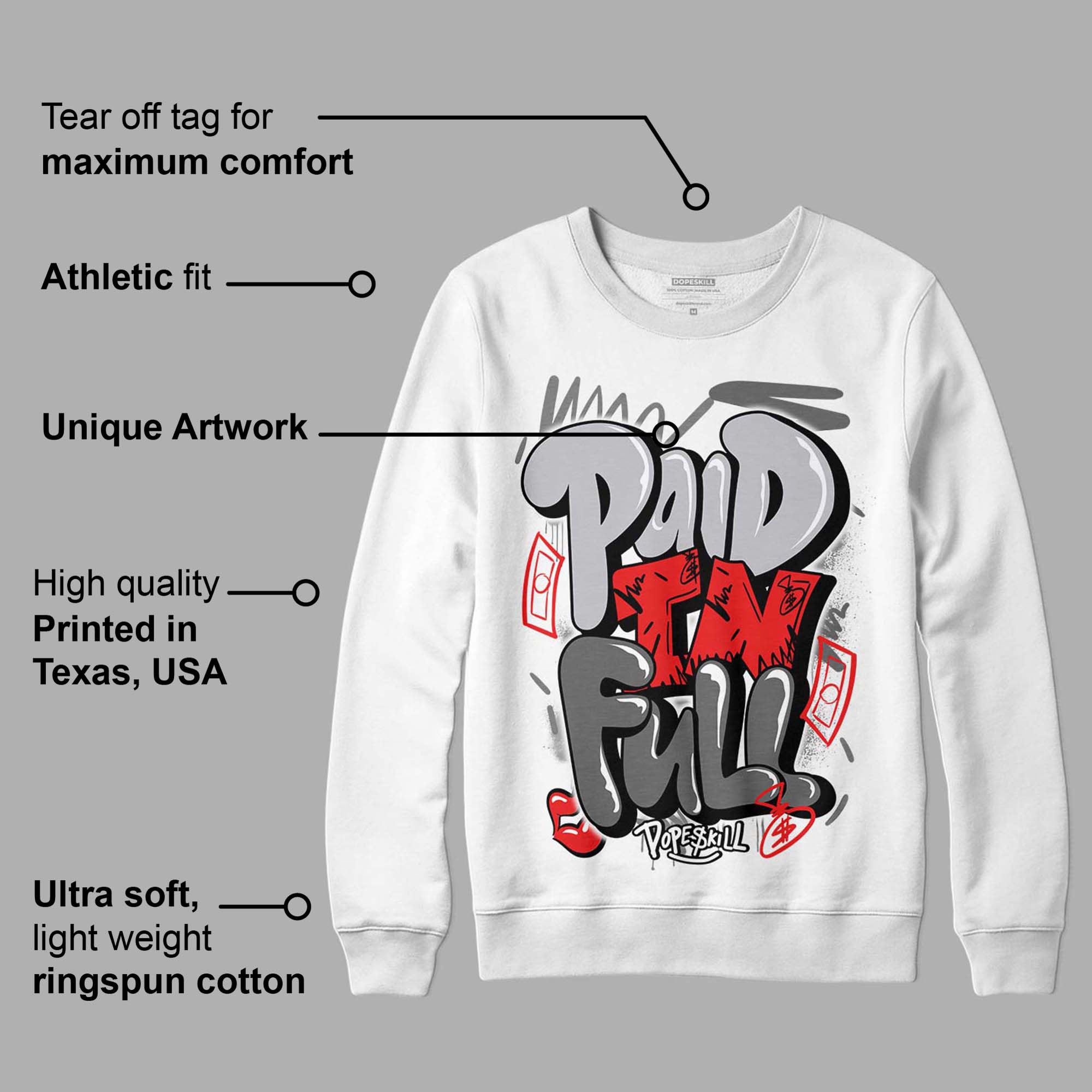 Grey Collection superstreetwear Sweatshirt New Paid In Full Graphic