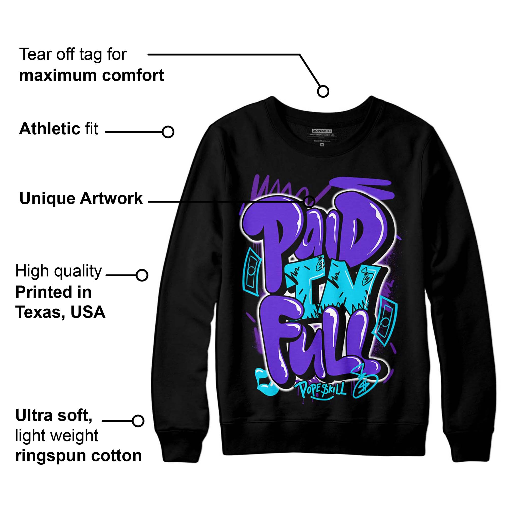 Aqua 6s superstreetwear Sweatshirt New Paid In Full Graphic