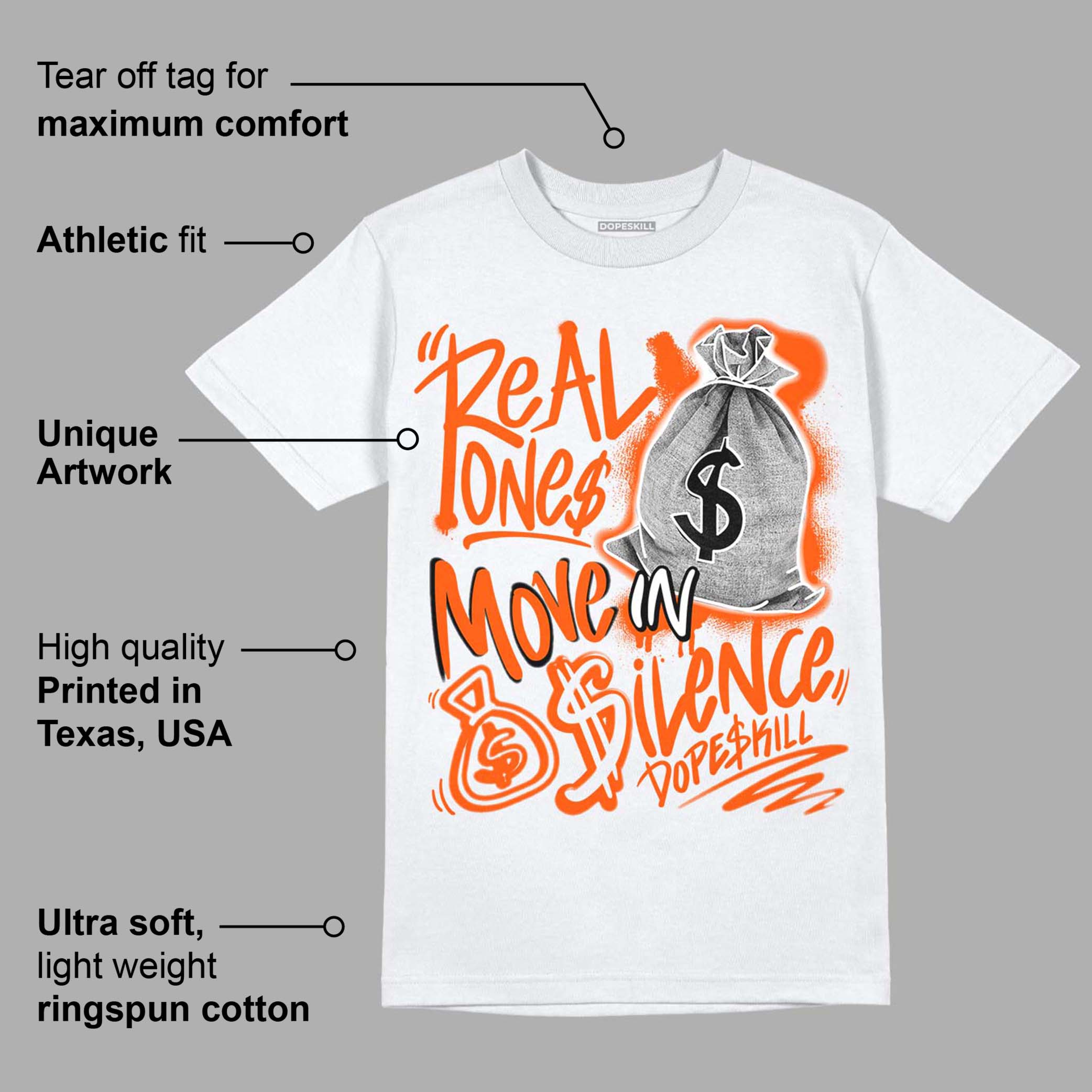 Orange Milk superstreetwear T-Shirt Real Ones Move In Silence Graphic