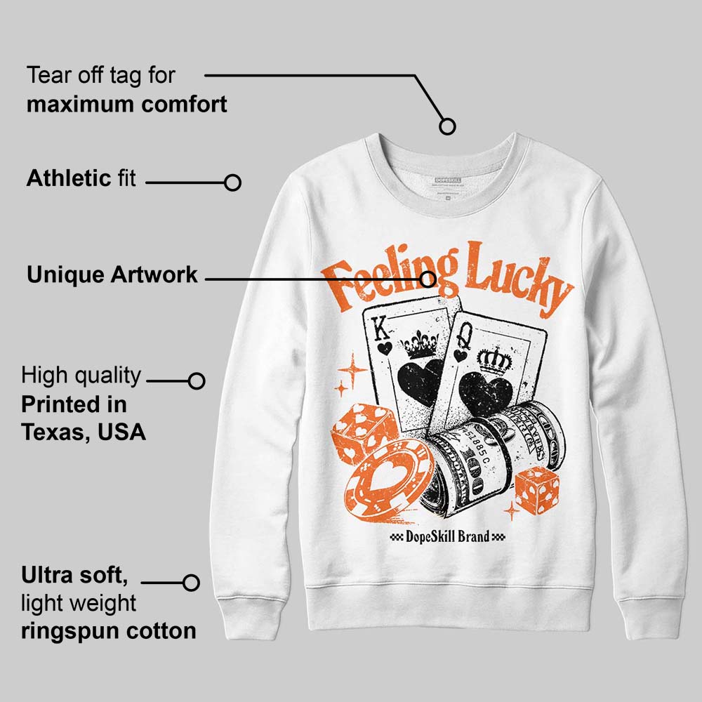 Orange Black White superstreetwear Sweatshirt Feeling Lucky Graphic