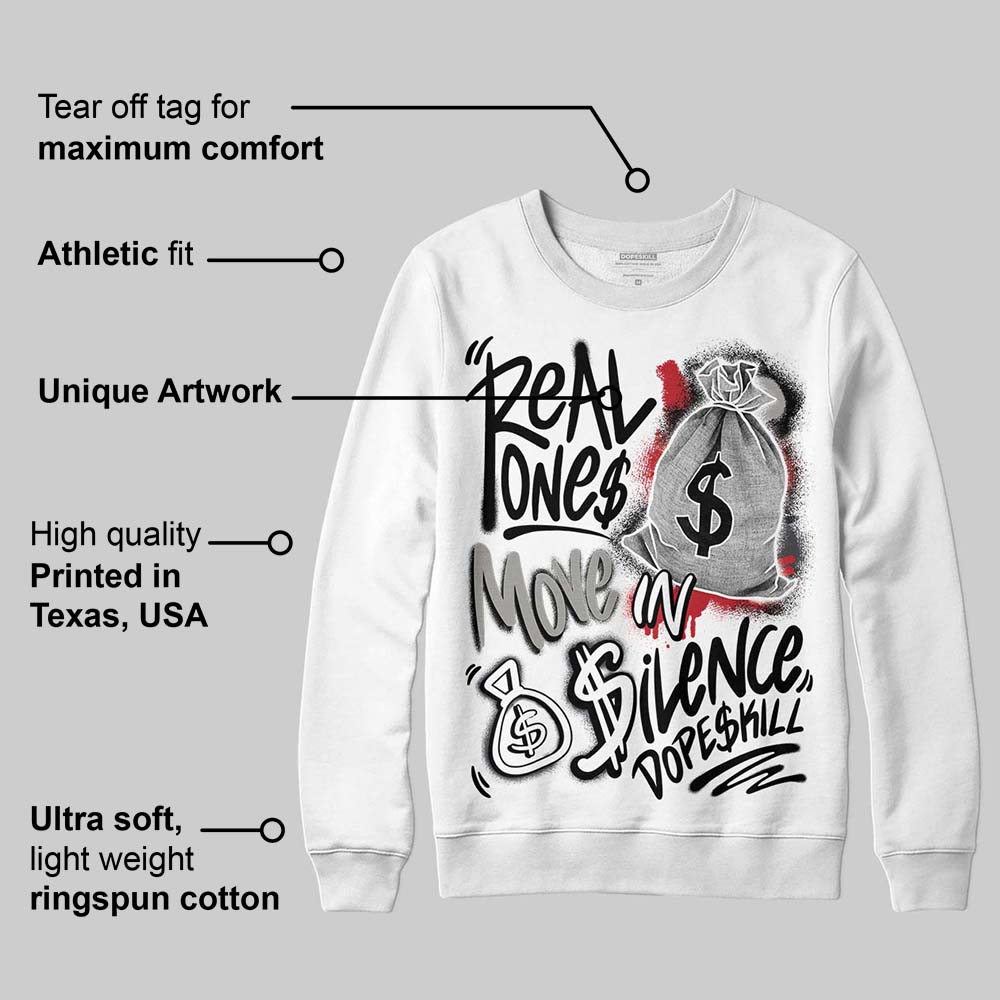 Black Cat 3s superstreetwear Sweatshirt Real Ones Move In Silence Graphic