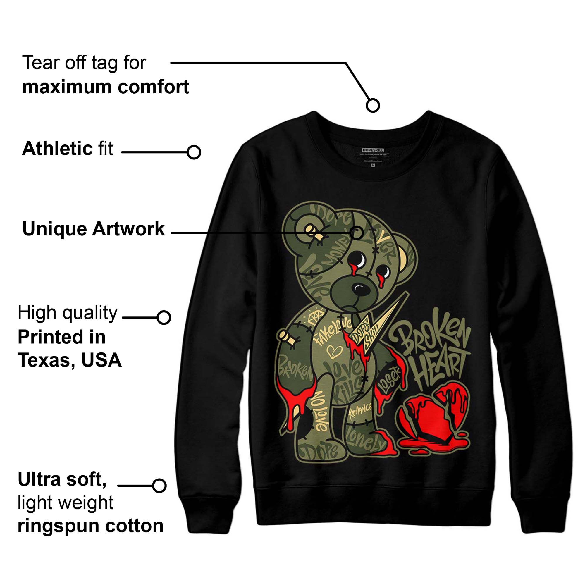 Craft Olive 4s superstreetwear Sweatshirt Broken Heart Graphic