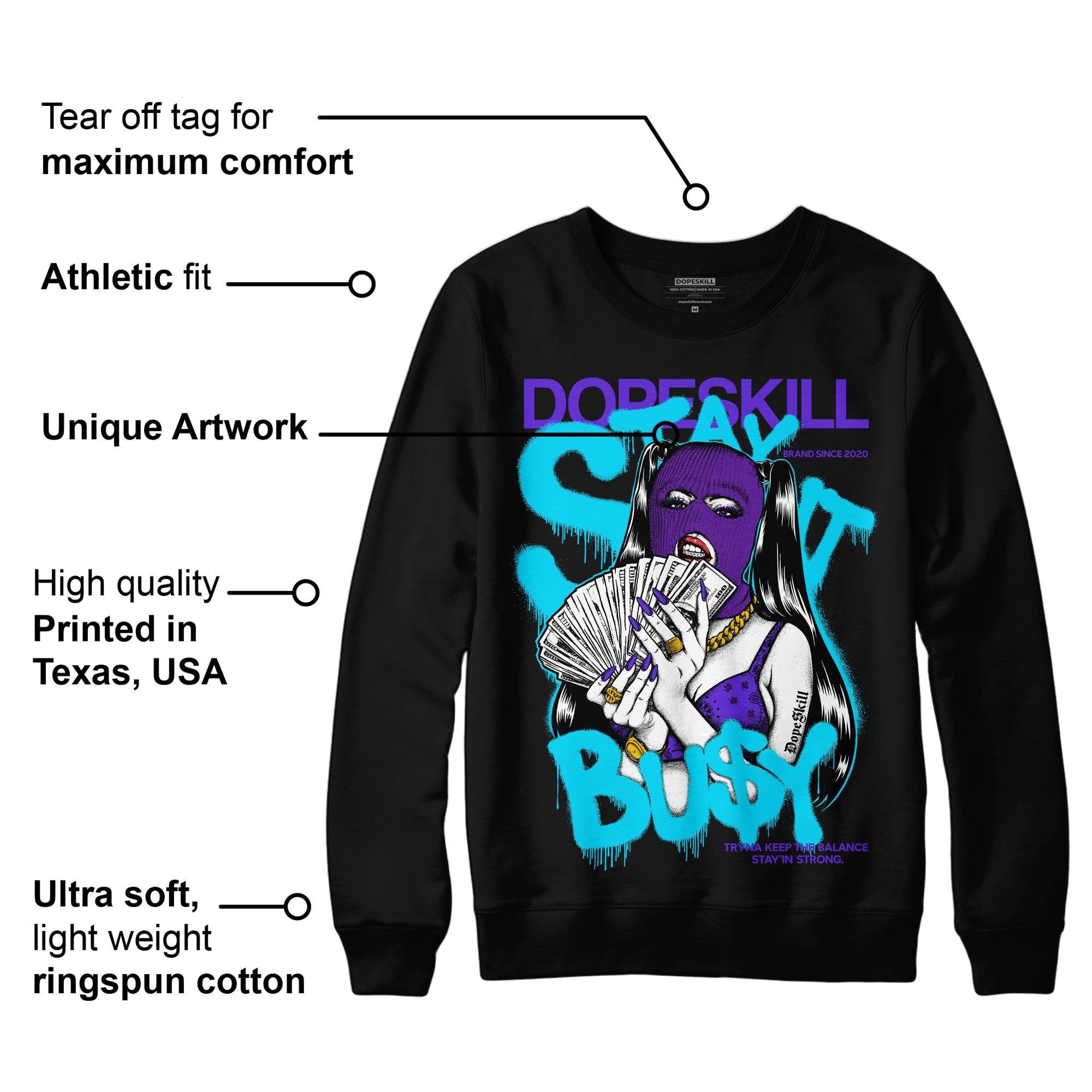 Aqua 6s superstreetwear Sweatshirt Stay It Busy Graphic