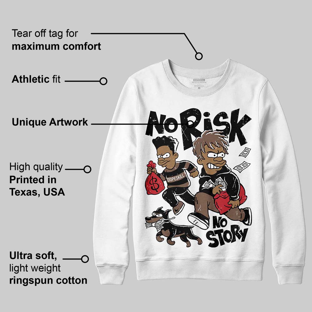Olive 9s superstreetwear Sweatshirt No Risk No Story Graphic