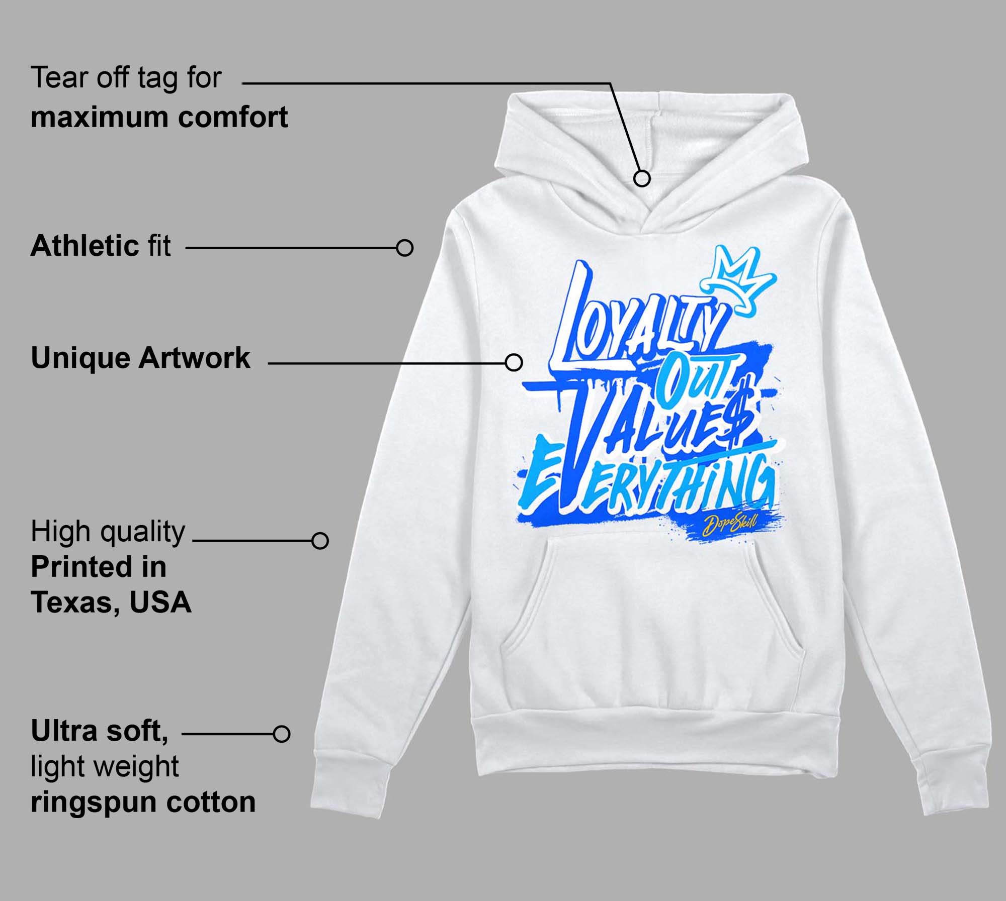 Royal Blue Collection superstreetwear Hoodie Sweatshirt LOVE Graphic