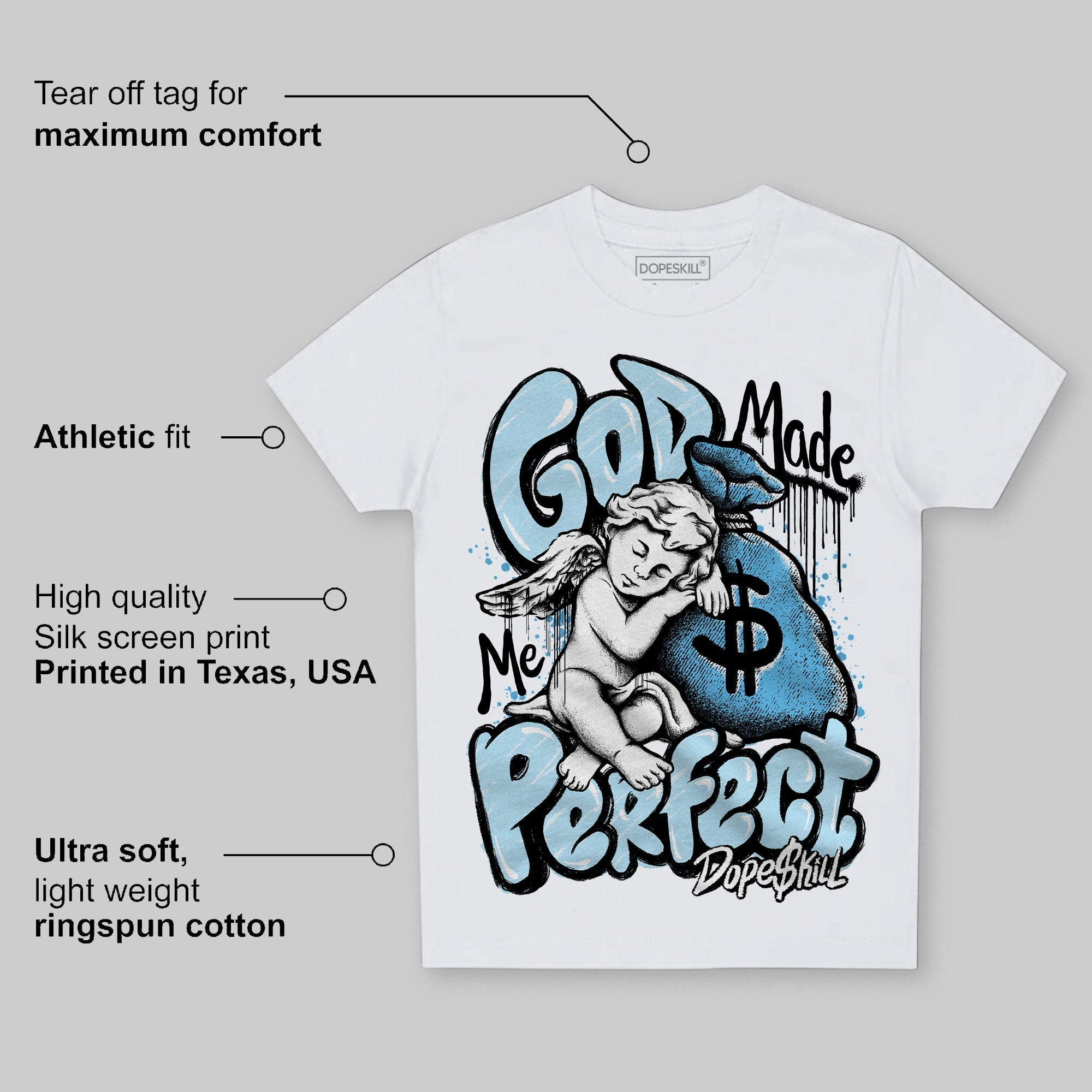 Legend Blue 11s superstreetwear Toddler Kids T-shirt God Made Me Perfect Graphic