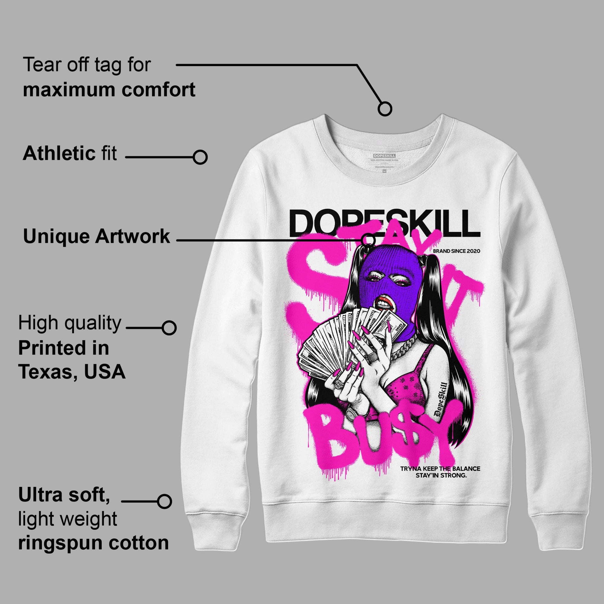 Dunk Low Active Fuchsia superstreetwear Sweatshirt Stay It Busy Graphic