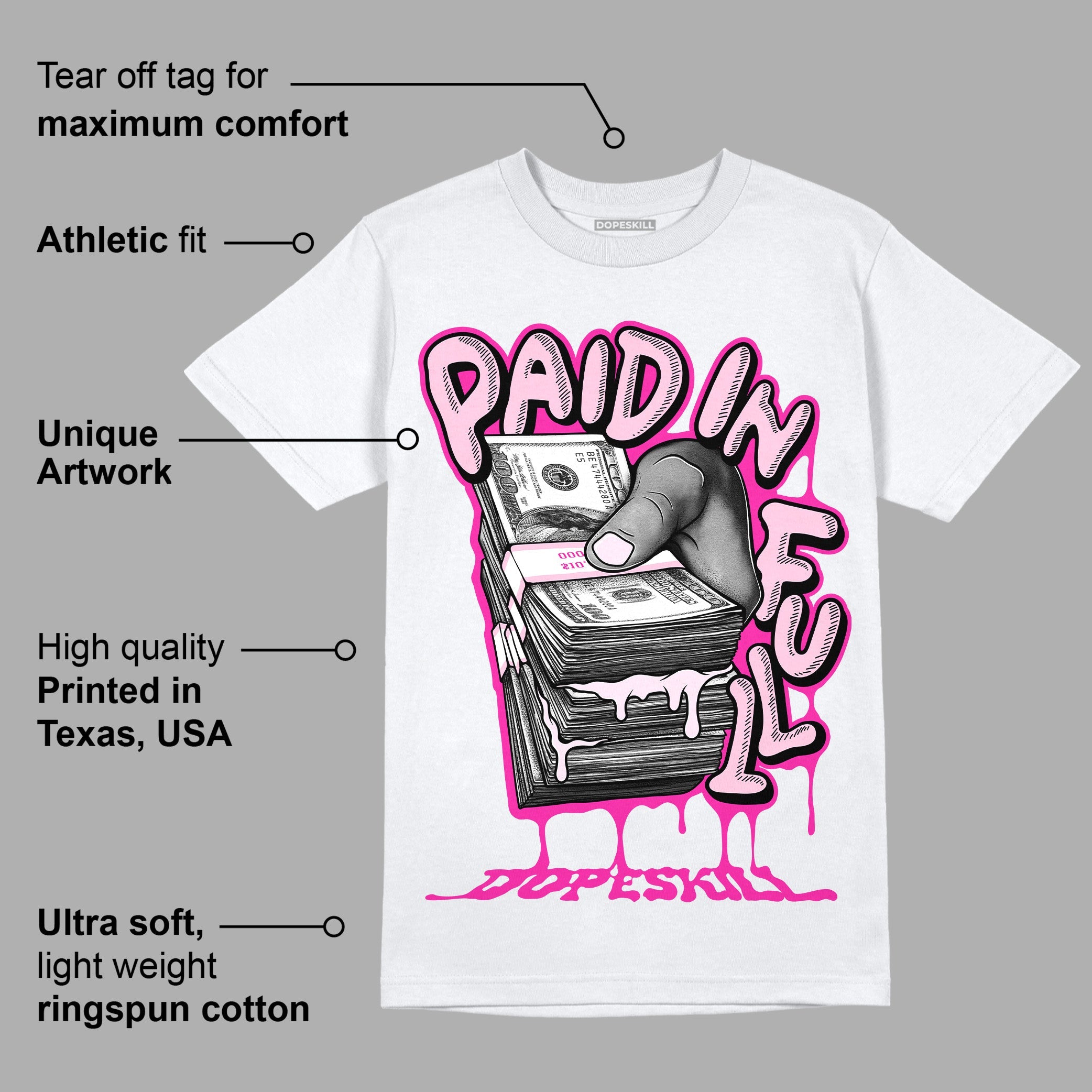 Triple Pink Dunk Low superstreetwear T-Shirt Paid In Full Graphic