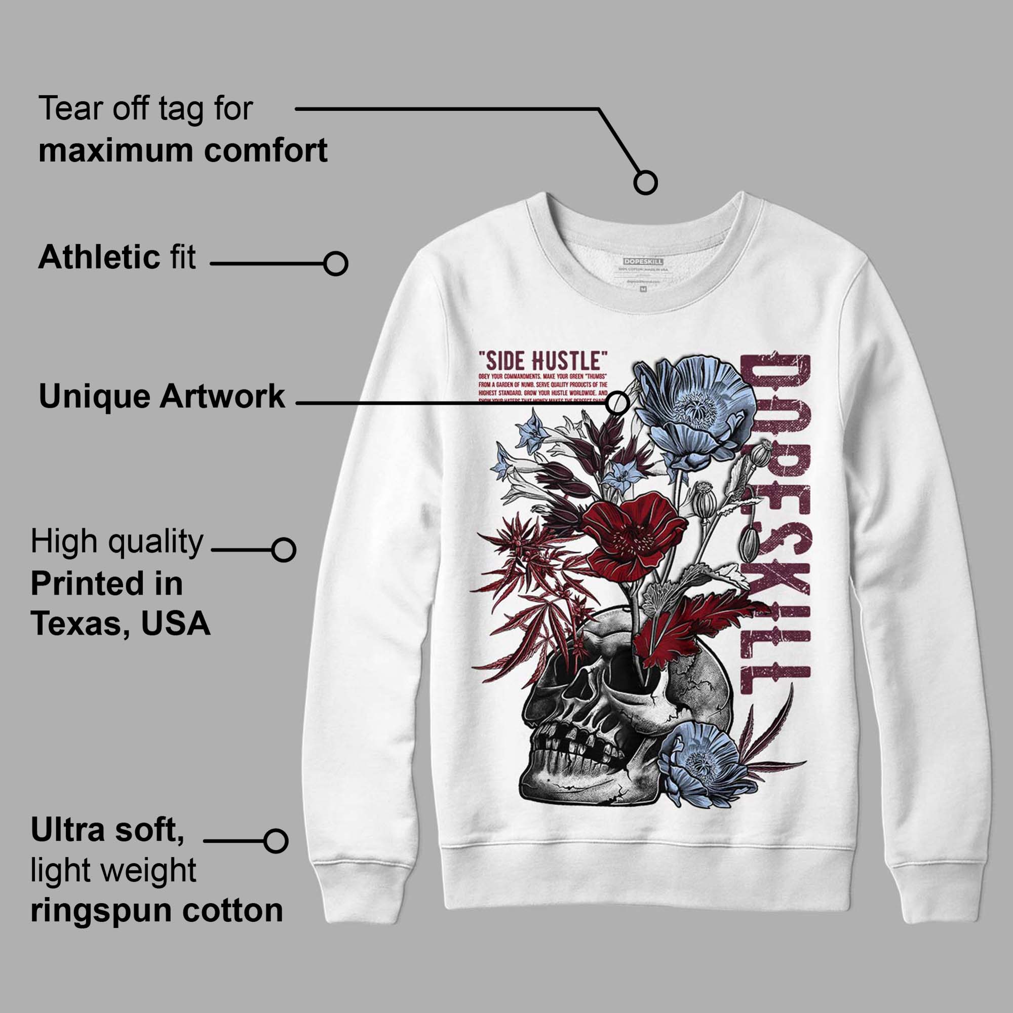 Burgundy 5s superstreetwear Sweatshirt Side Hustle Graphic