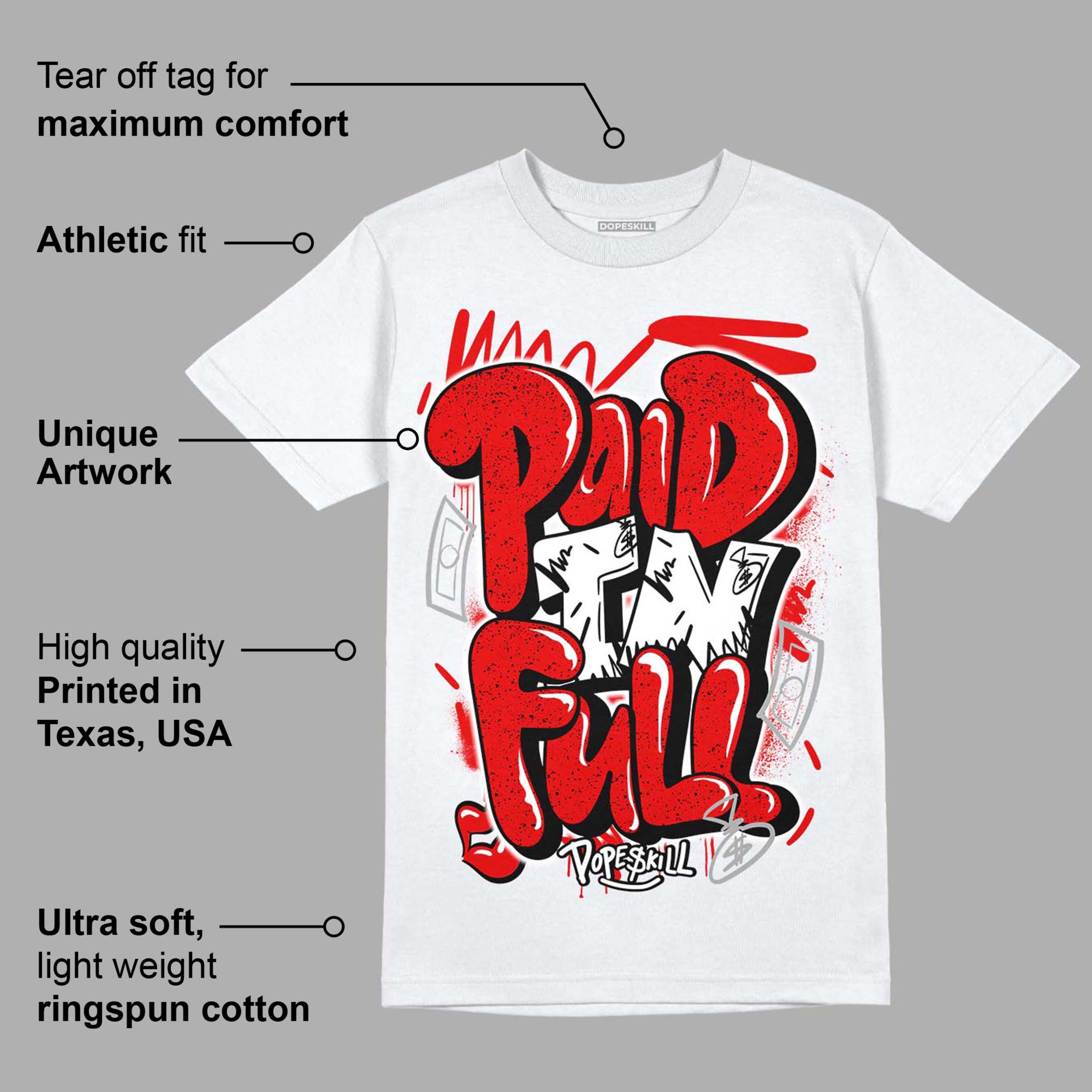 Red Cement 4S superstreetwear T-Shirt New Paid In Full Graphic