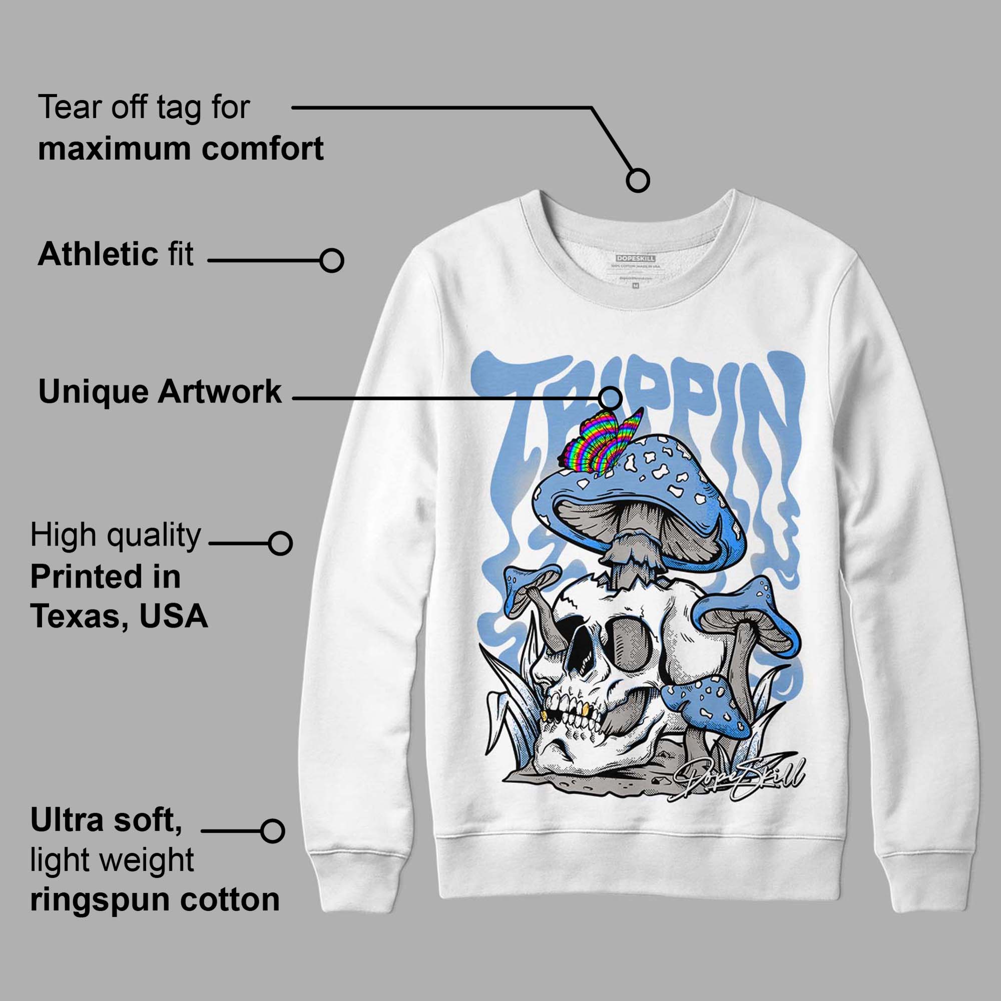 University Blue 5s superstreetwear Sweatshirt Trippin Graphic