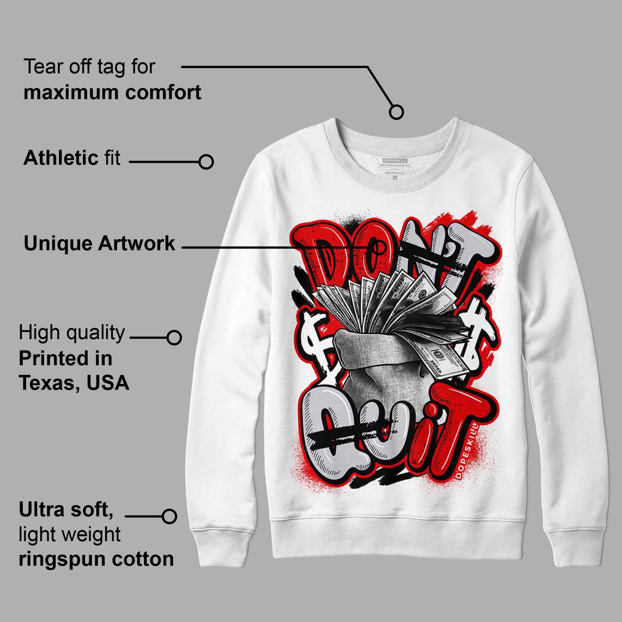 Red Cement 4S superstreetwear Sweatshirt Don't Quit Graphic