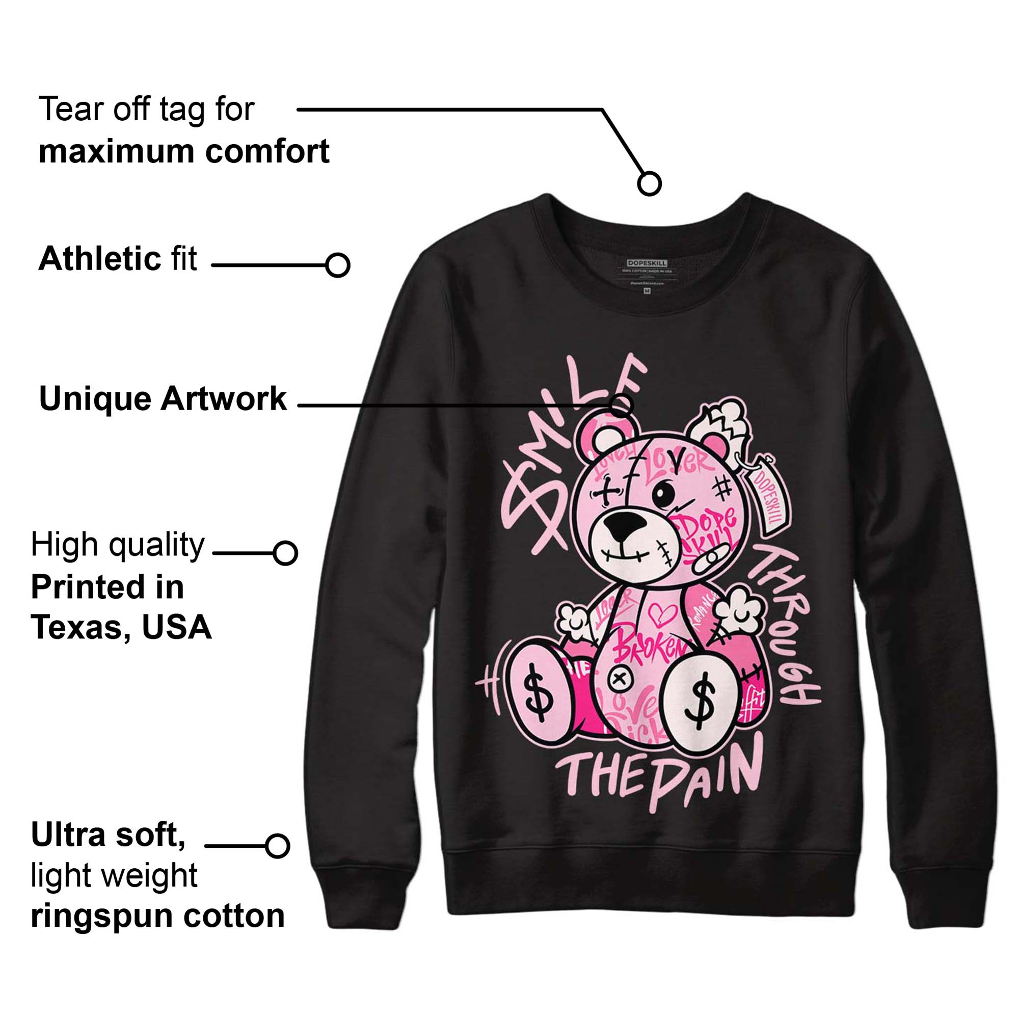Dunk Low Pink Foam superstreetwear Sweatshirt Smile Through The Pain Graphic