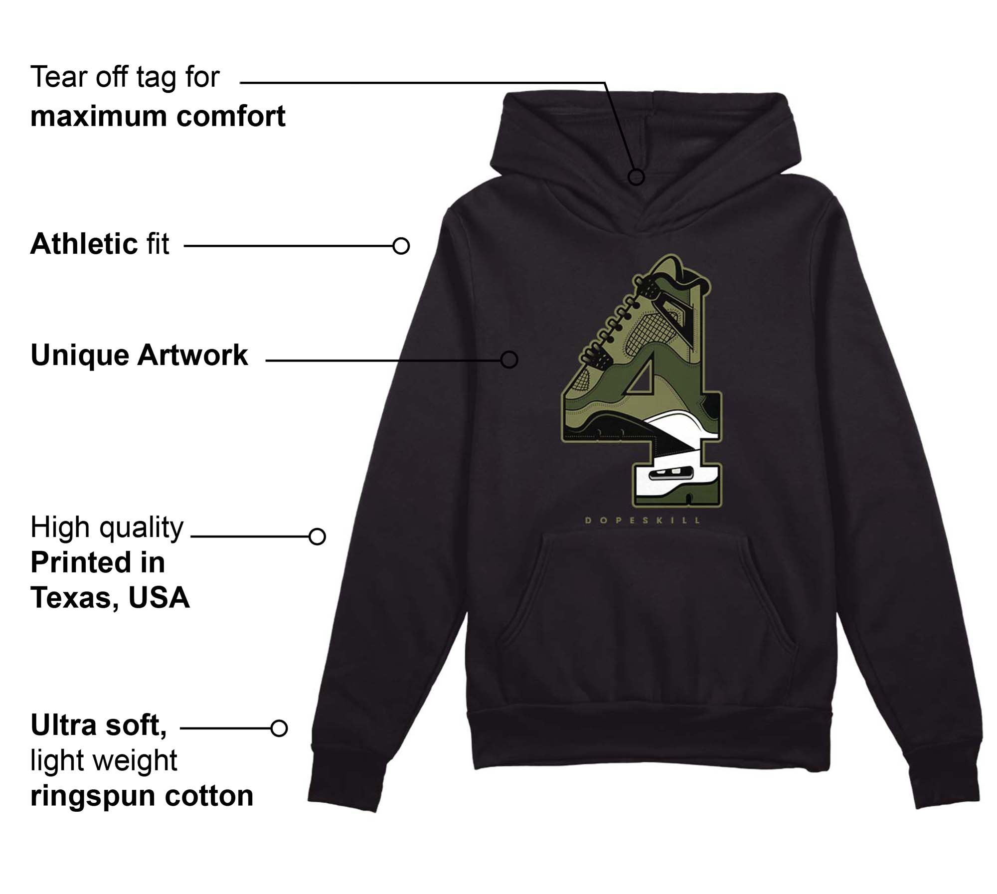 Craft Olive 4s superstreetwear Hoodie Sweatshirt No.4 Graphic