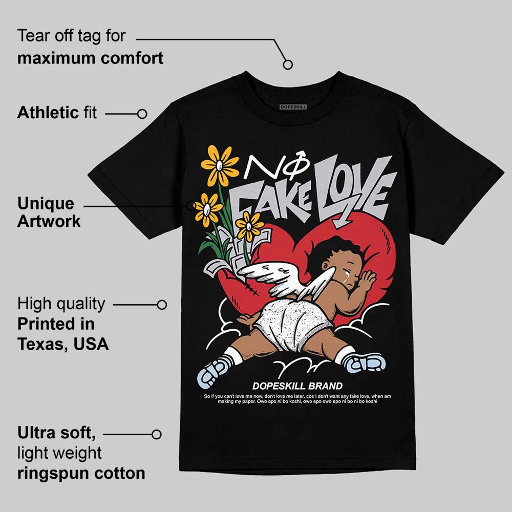 Black Metallic Reimagined 5s superstreetwear T-Shirt No Fake Love Graphic