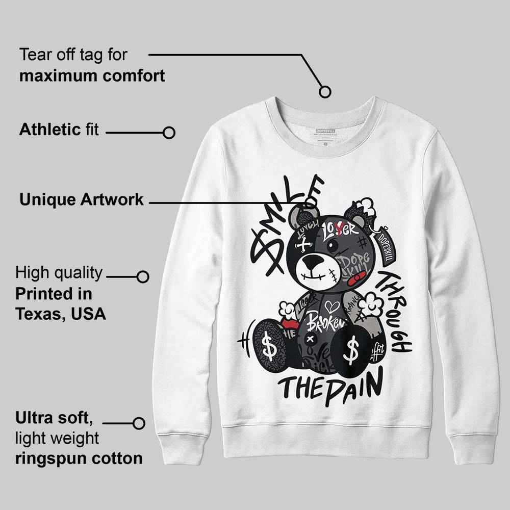Black Cat 3s superstreetwear Sweatshirt Smile Through The Pain Graphic