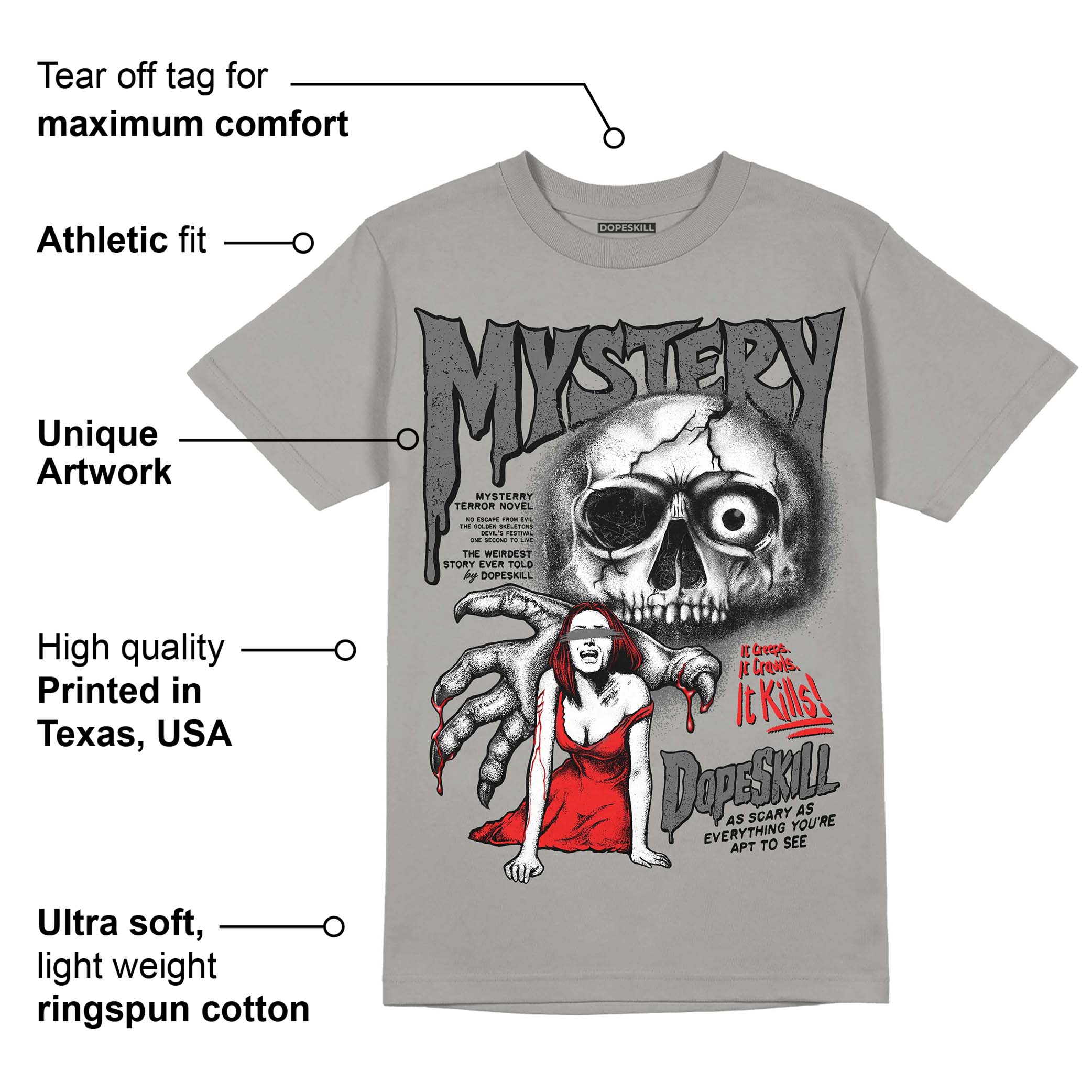 Grey Collection superstreetwear Grey T-shirt Mystery Ghostly Grasp Graphic